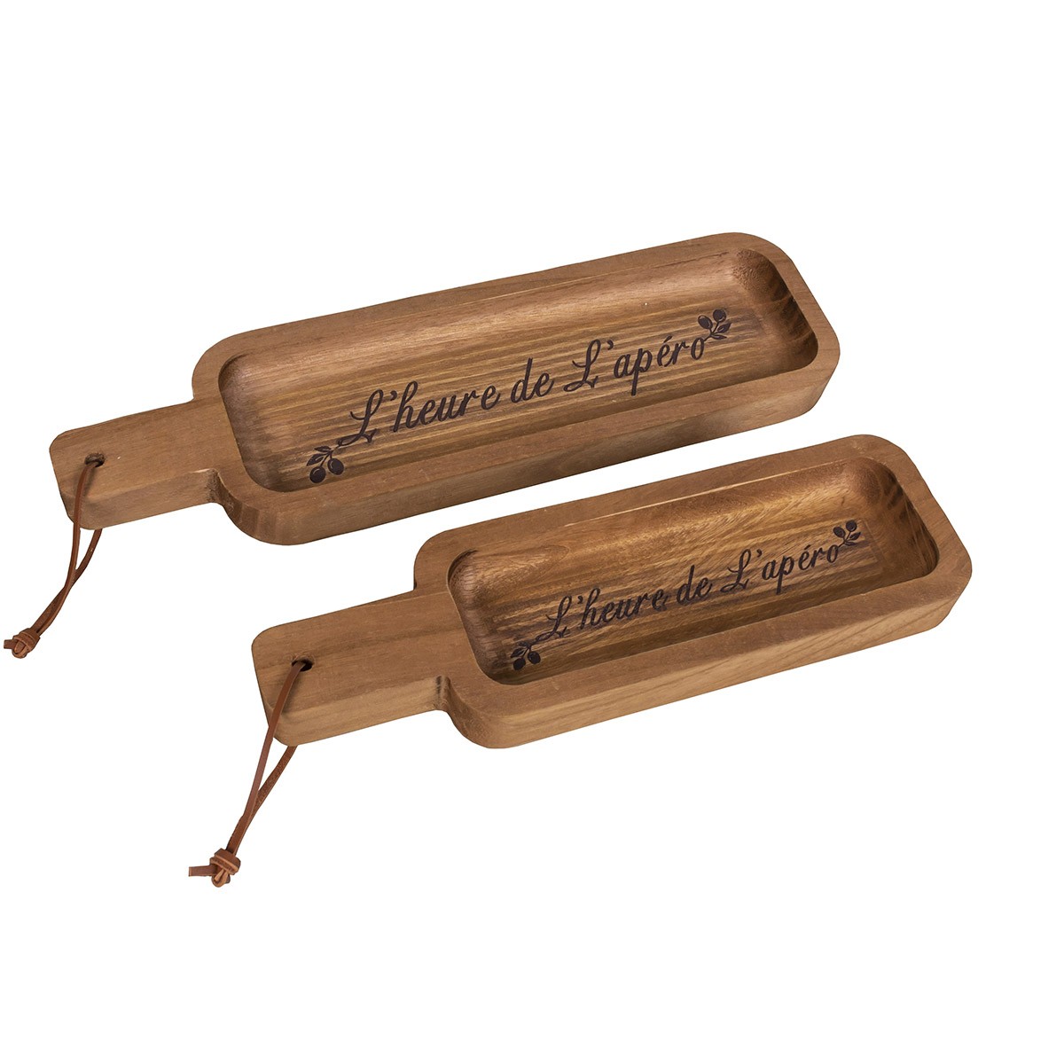 Set of 2 "Aperitif" wooden trays