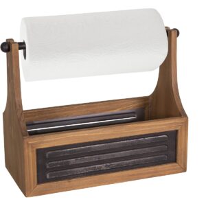 Industrial iron and wood paper towel holder