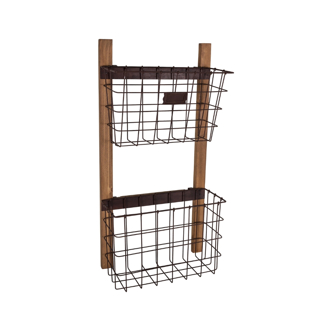 Double wall basket Metal/wood