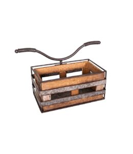 Wall-mounted bike with wooden/zinc crate
