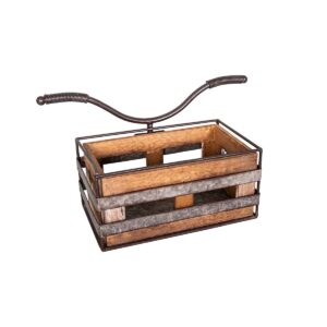 Wall-mounted bike with wooden/zinc crate