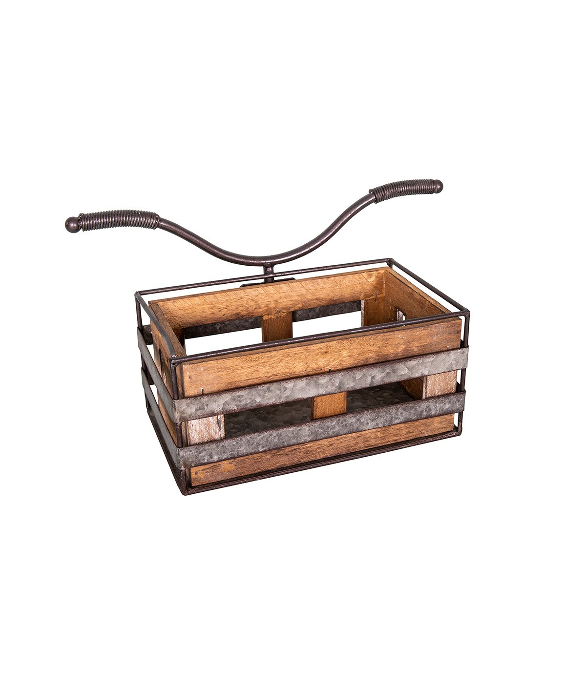 Wall-mounted bike with wooden/zinc crate