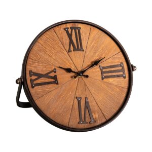 Iron and wood clock Ø 26 cm