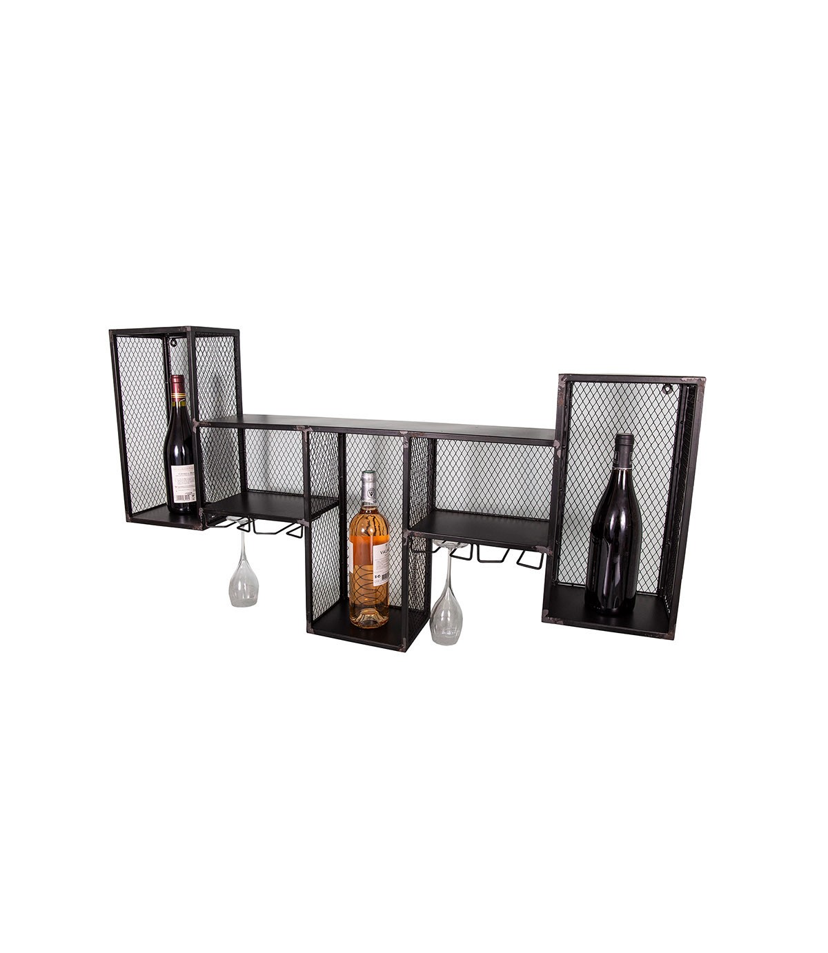 Wall shelf with glass holder