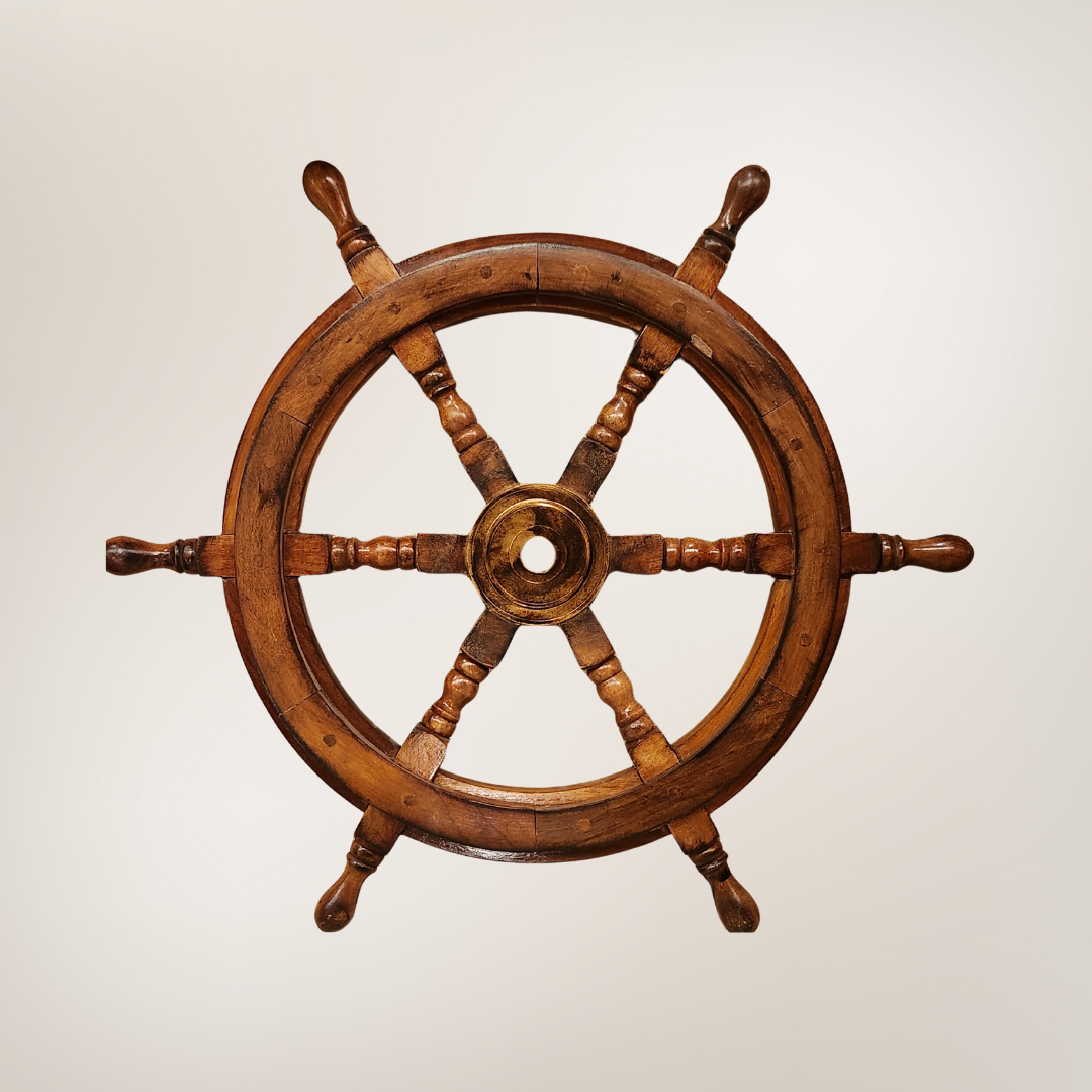 Vintage-Style Handcrafted Wooden Ship Wheel