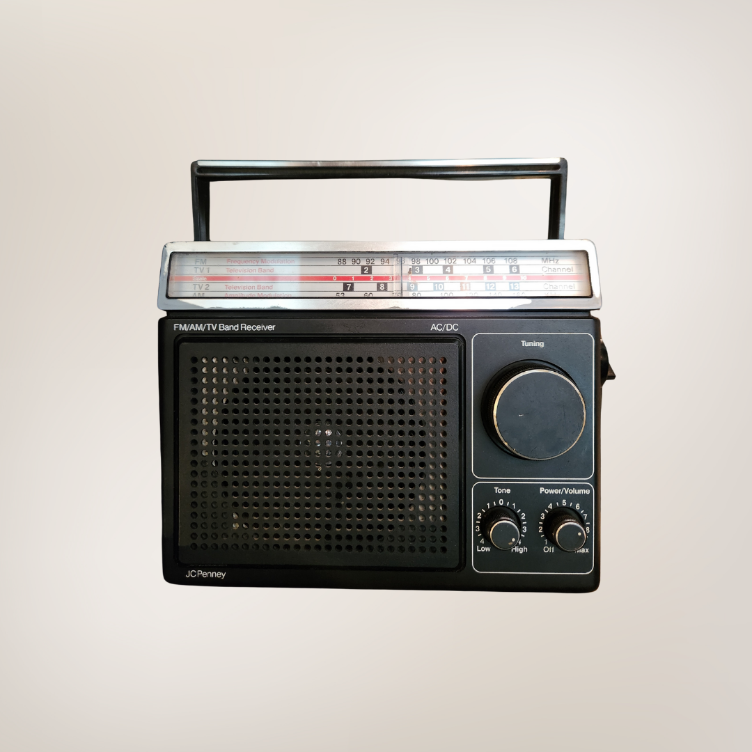 Vintage JCPenney AM/FM/TV Portable Band Receiver Radio - Classic Mid-Century Design (AC/DC)