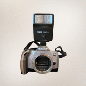 Vintage Canon EOS Rebel GII 35mm Film SLR Camera with Canon Speedlite 188A Flash & Strap