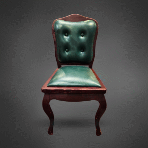 Vintage-Inspired Green Tufted Faux Leather Dining Chair - Elegant Walnut Finish