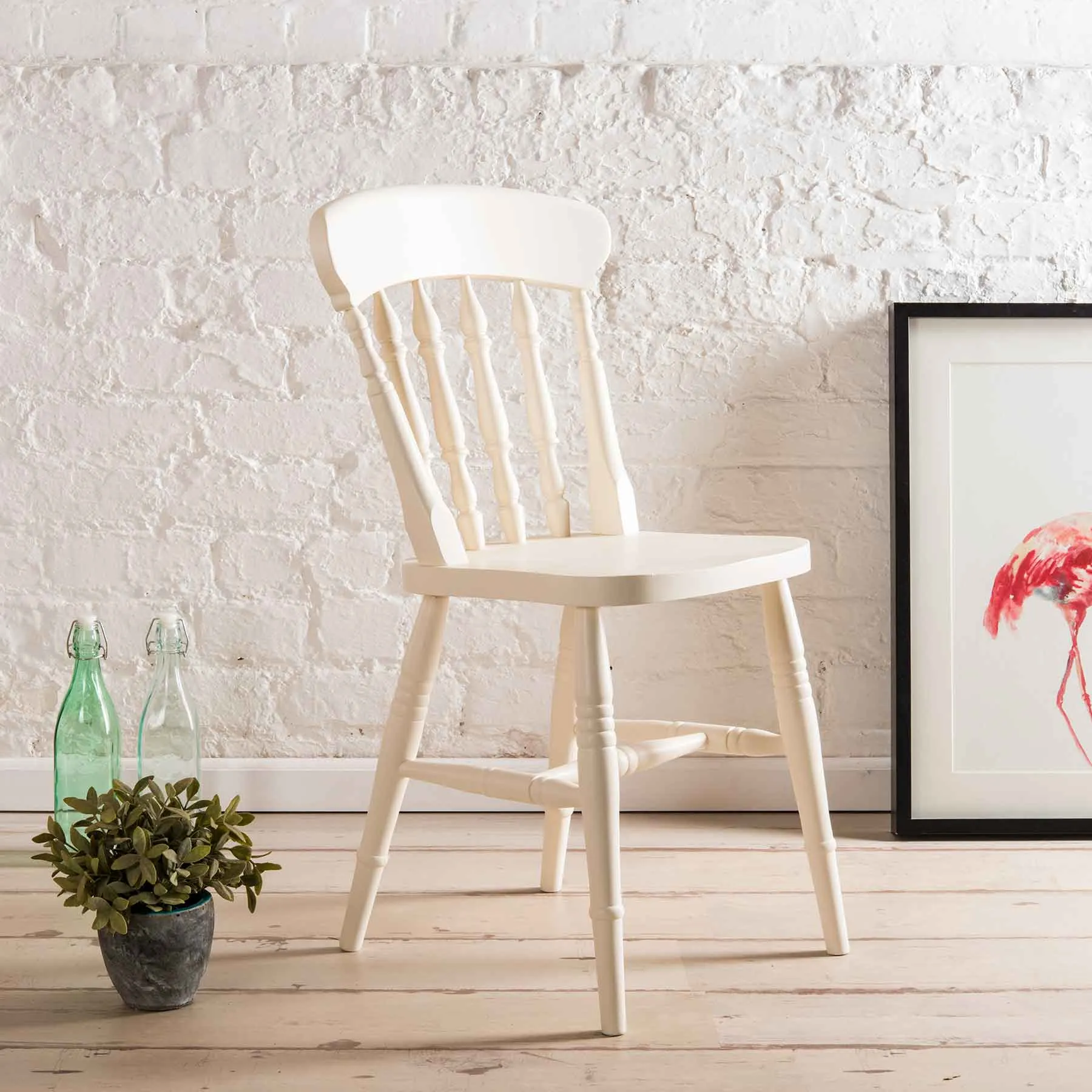 Vintage-Inspired White Painted Wood Dining Chair