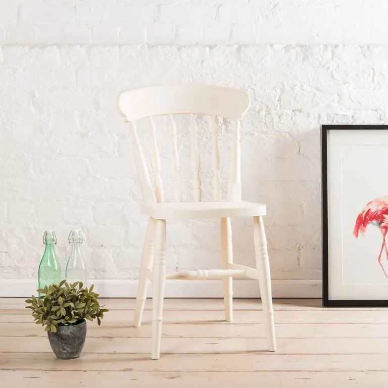 Vintage-Inspired White Painted Wood Dining Chair - Image 3